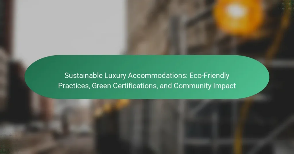 Sustainable Luxury Accommodations: Eco-Friendly Practices, Green Certifications, and Community Impact