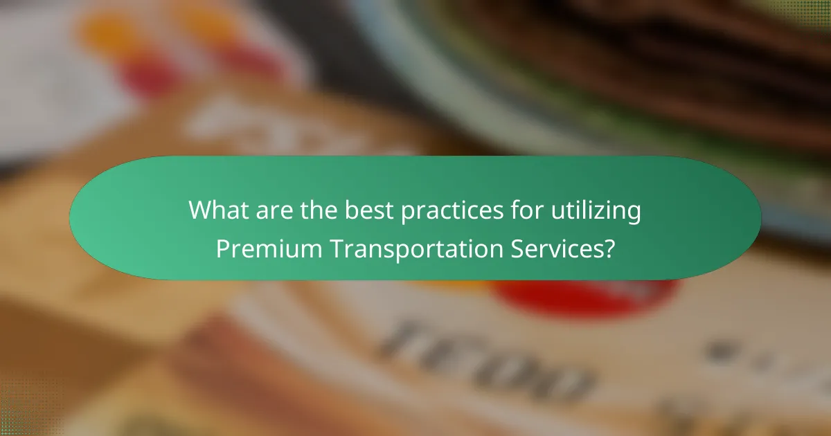 What are the best practices for utilizing Premium Transportation Services?