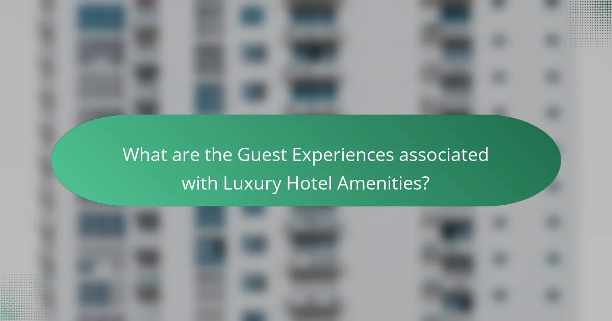 What are the Guest Experiences associated with Luxury Hotel Amenities?